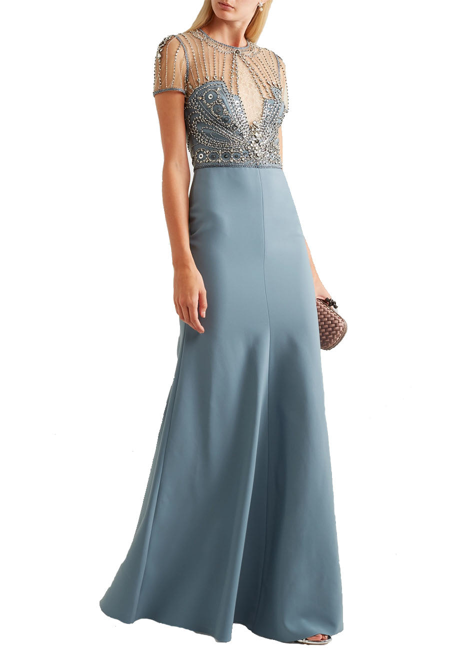 jenny packham light blue dress Lima embellished maxi dress in blue - Jenny Packham