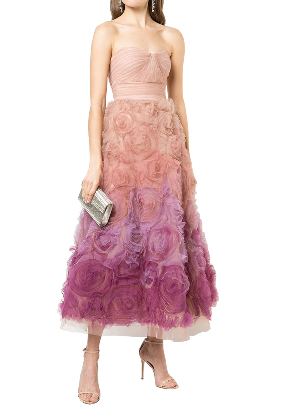 Pink Marchesa Notte Tulle Gown Marchesa Notte Pink Strapless Ombré