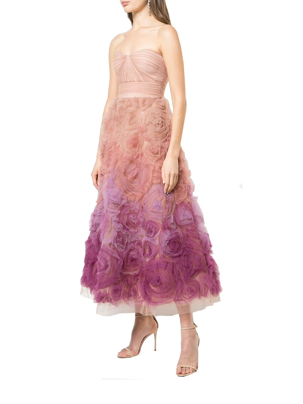 Marchesa Notte Pink Strapless Ombré Tulle Gown ¶ð|