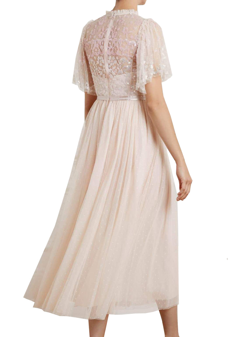 Yievot Casual Midi Dress for Women Summer Embroidered Bright Short Sleeve  Lace Hem Party Dresses - Walmart.com