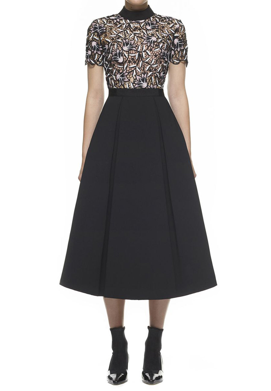 Self Portrait Black Nightshade A-Line Lotus Lace Midi Dress | Wardrobista.com Self Portrait Black Nightshade A-Line Lotus Lace Midi Dress | Wardrobista.com
